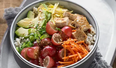 Vegetarian Poke Bowl With Grapes