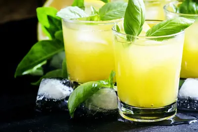 Sunny Gold Watermelon Basil Cocktail