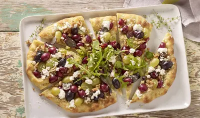 Tricolor Grape Pizza With Goat Cheese And Thyme
