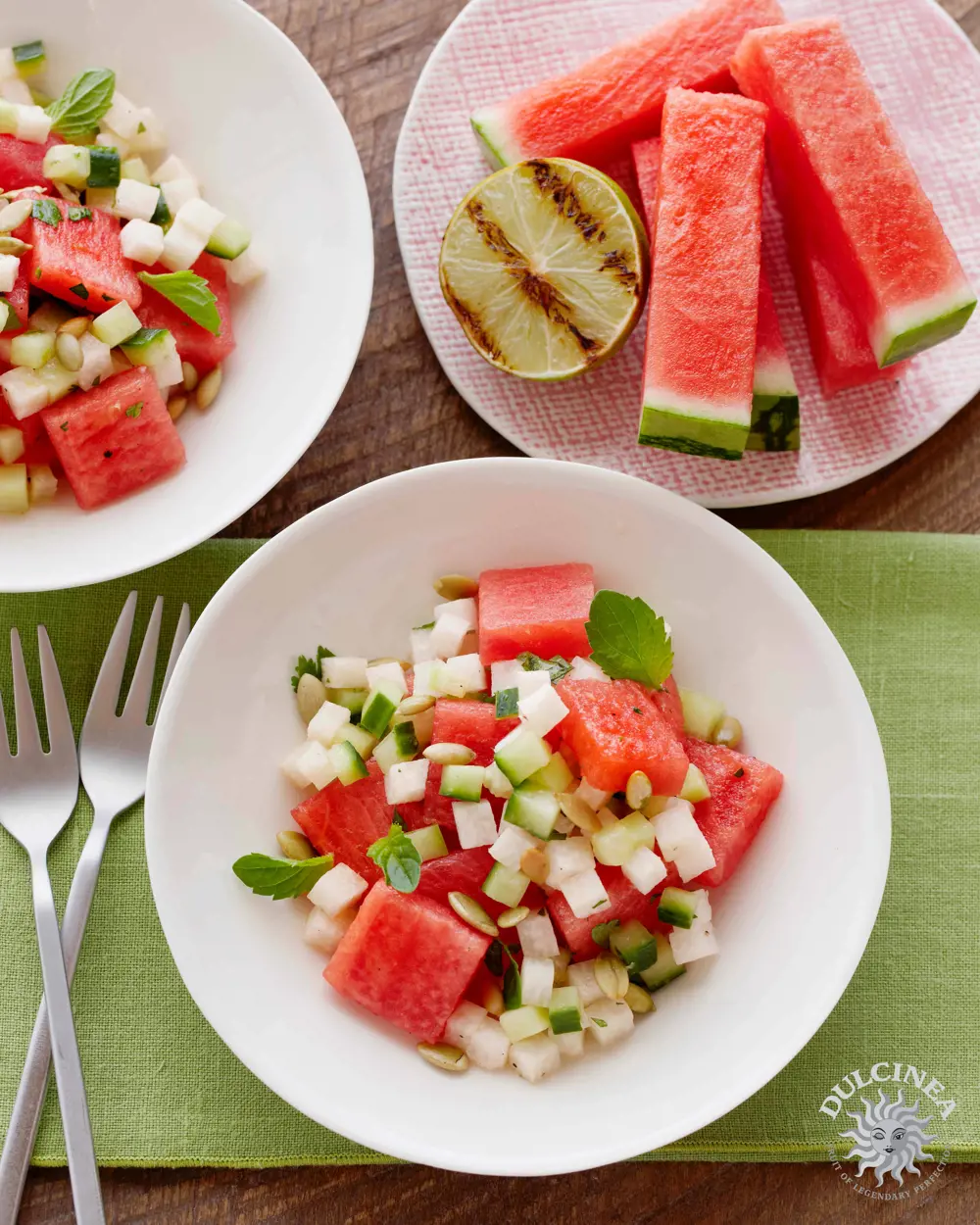 Pureheart Ginger Watermelon Salad With Grilled Lime Vinaigrette1